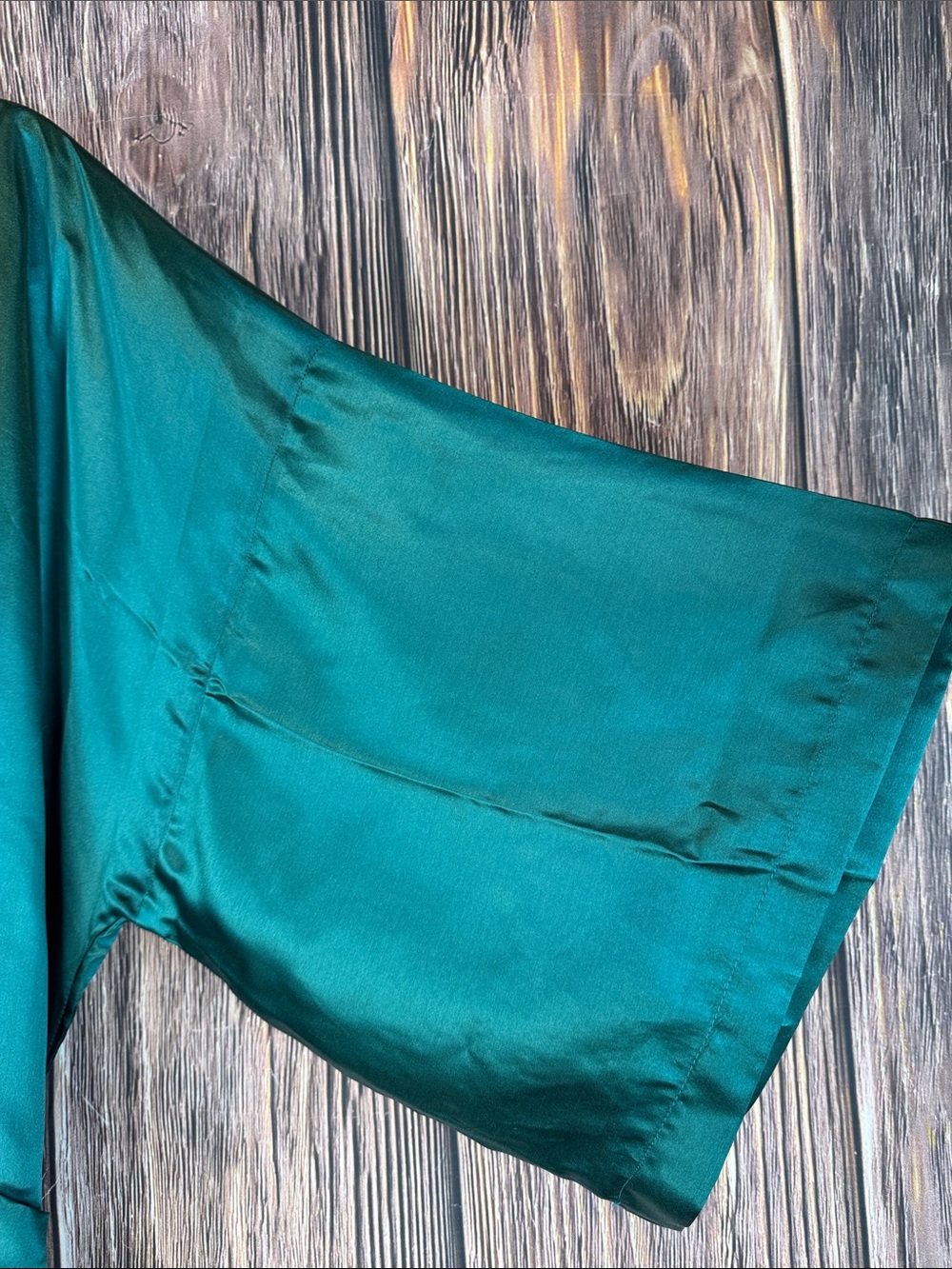 Vintage Pearl Teal Silk Kimono Robe - Picture 6 of 12